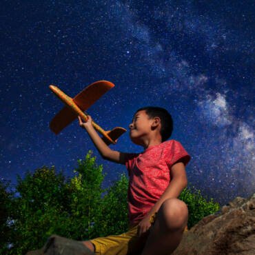 Boy watching the galaxy