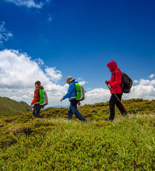 Hiking in mountains