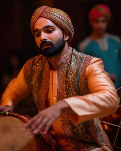 man-playing-dhol-dark-room